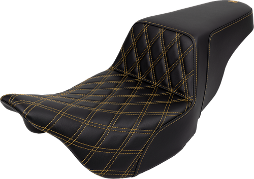 Saddlemen Step-Up Seat - Front Lattice Stitch - Gold Stitch - Flh/Flt '08-'23 808-07B-17207
