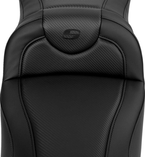 Saddlemen Roadsofa Extended Reach Seat - Carbon Fiber - Black Stitch - Without Backrest - Fl '08-'24 808-07B-18600