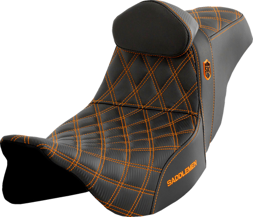 Saddlemen Pro Series Sdc Performance Seat - W/ Backrest - Orange Stitch - Flh/Flt '08-'25 SC80807ORART