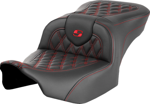 Saddlemen Roadsofa Seat - Without Backrest - Red Lattice Stitch - Fltr/Flhx '23-'24 823-07-18204