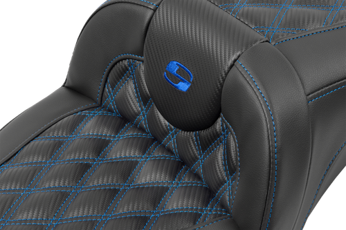 Saddlemen Roadsofa Extended Reach Seat - Without Backrest - Lattice Stitch - Blue Stitch - Fltr/Flhx '23-'24 823-07-20701