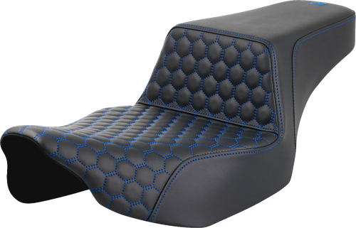 Saddlemen Step-Up Seat - Extended Reach - Front Honeycomb - Blue Stitch - Fl '23-'24 823-07-17801