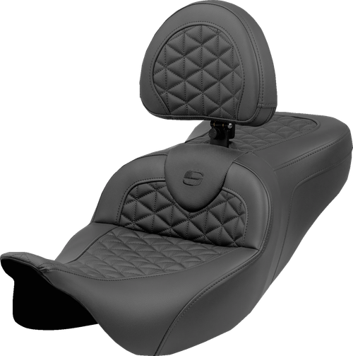 Saddlemen Roadsofa Tri Gripper Seat - Standard Reach - W/ Backrest - Flh/Flt '08-'25 808-07B-210B0
