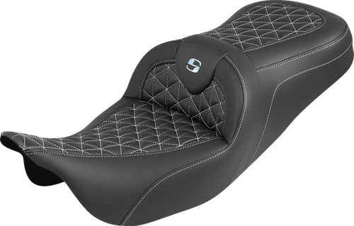 Saddlemen Roadsofa Tri Gripper Seat - Standard Reach - Silver Stitch - W/O Backrest - Flh/Flt '08-'25 808-07B-21005