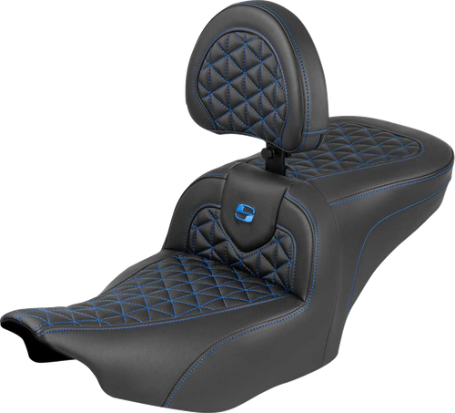 Saddlemen Roadsofa Seat - With Backrest - Blue Stitch - Flh/Flt '23-'25 823-07-210B1