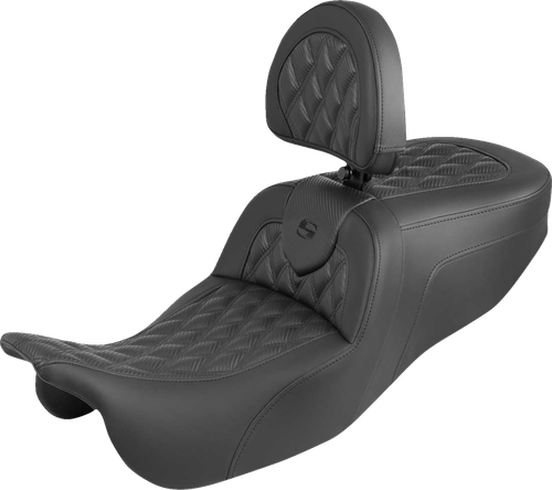 Saddlemen Roadsofa Seat - With Backrest - Carbon Fiber - Lattice Stitch - Flrt/Fltrt 815-07-206B0
