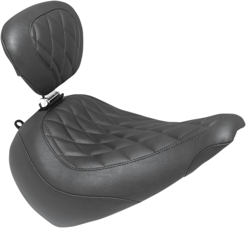 Mustang Wide Tripper Seat - With Driver'S Backrest - Diamond Stitching 83025
