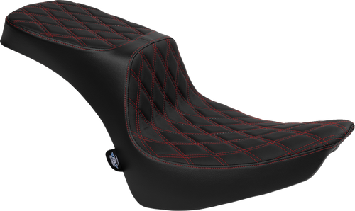Drag Specialties Seats Performance Predator 2-Up Seat - Vinyl - Double Diamond - Red Thread - Fl '00-'17 0802-1643