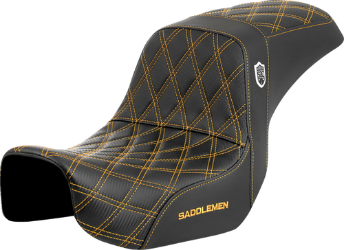 Saddlemen Pro Series Sdc Performance Seat - Carbon Fiber/Lumbar Gripper - Gold Stitch - Dyna '06-'17 SC80604GOL