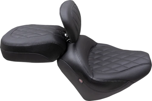 Mustang Solo Touring Seat - W/ Driver Backrest - Black - Diamond Stitch - Chief '22-'23 89740