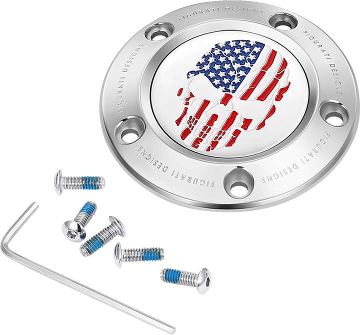 Figurati Designs Timing Cover - 5 Hole - Skull - Stainless Steel FD24-TC-5H-SS