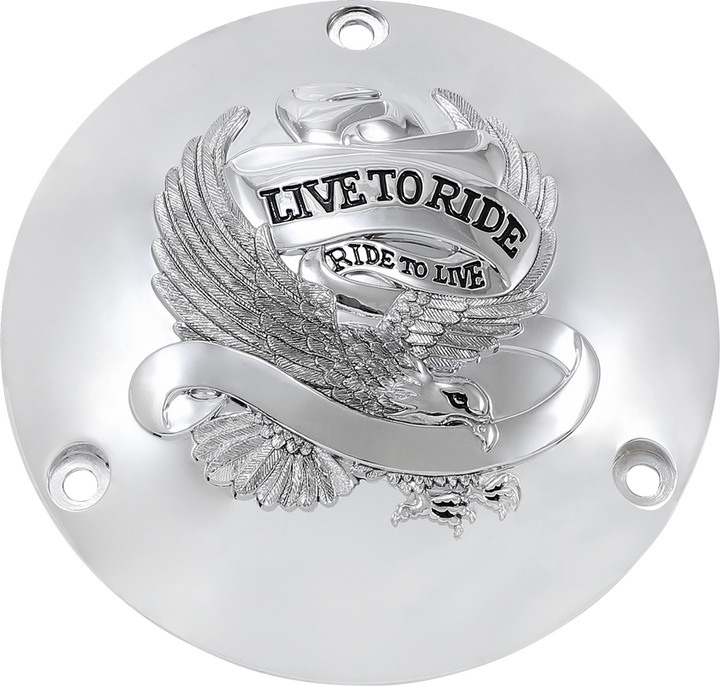 Drag Specialties Live To Ride Derby Cover - 3 Hole - Chrome 1107-0155