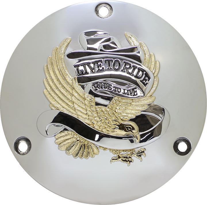 Drag Specialties Live To Ride Derby Cover - 3 Hole - Gold 1107-0156