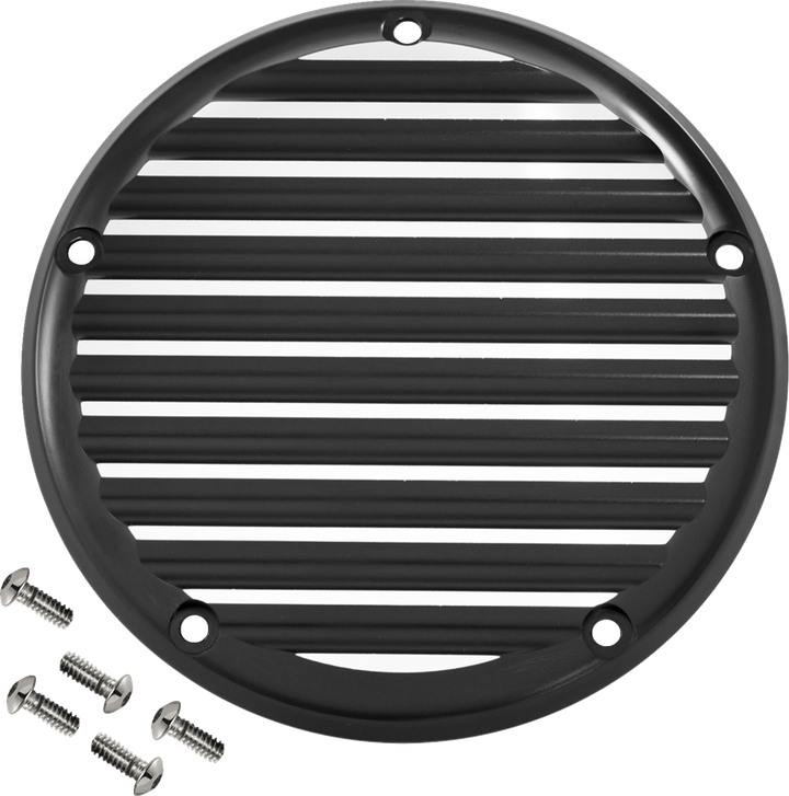 Joker Machine Derby Cover - 5 Hole - Finned - Black/Silver - M8 Softail 06-965-2