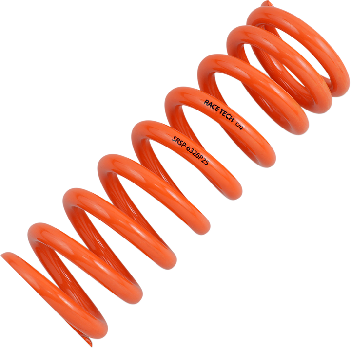 Race Tech Progressively Wound Shock Spring - Orange - P25 - Spring Rate 493 Lb/In SRSP 6326P25