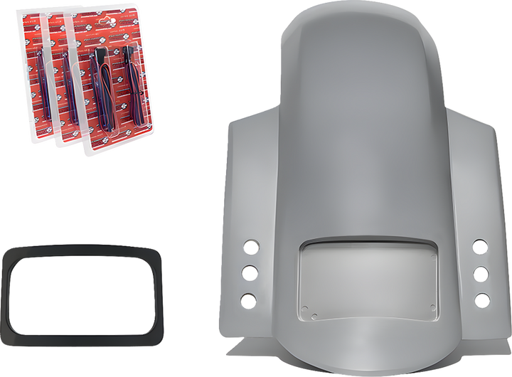 Paul Yaffe Bagger Nation Short Rear Fender - Sport - With Black Plate Frame - 3 Sets Of Thunder Bolts RF-SS-3-THNDR-BLT-B