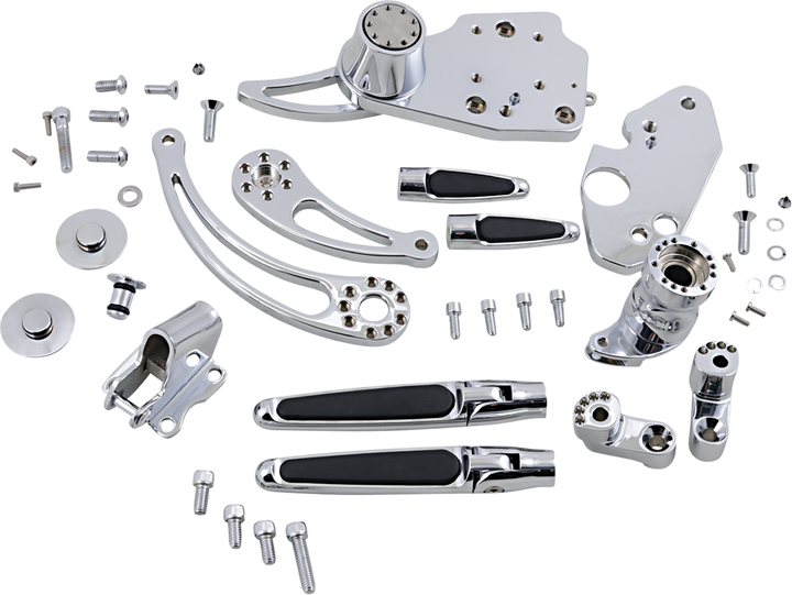 Hawg Halters Forward Control - '14+ Flh - Chrome - Standard - Folding Rubber Inlay Pegs - Slotted Levers FCK-F14CS-FR-S