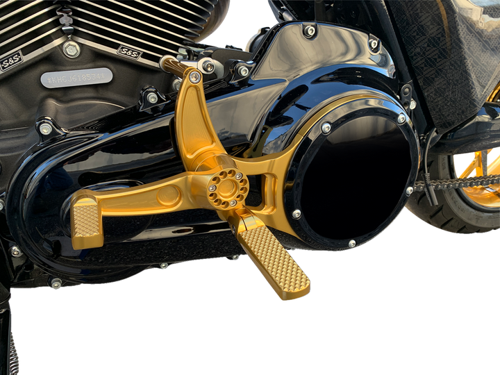 Hawg Halters Mid Control Conversion Kit - Gold - Knurled Pegs - Flh/Flt MCK-FH16GS-FK