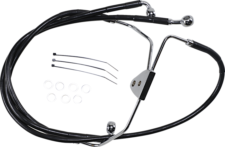 Drag Specialties Brake Line - Front - Black - +8" 1741-2512