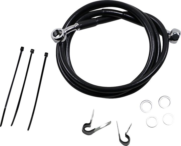 Drag Specialties Brake Line - Front - Black - +2" - '99-'07 Fxst 1741-2545