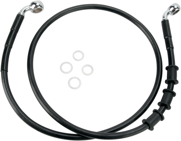 Drag Specialties Brake Line - Front - Black - +4" 1741-2848