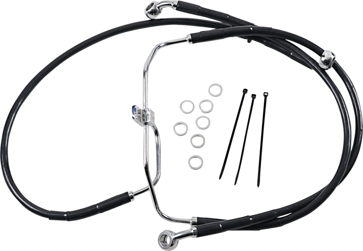 Drag Specialties Brake Line - Front - Black - +4" - Fxdf '08-'17 1741-2908