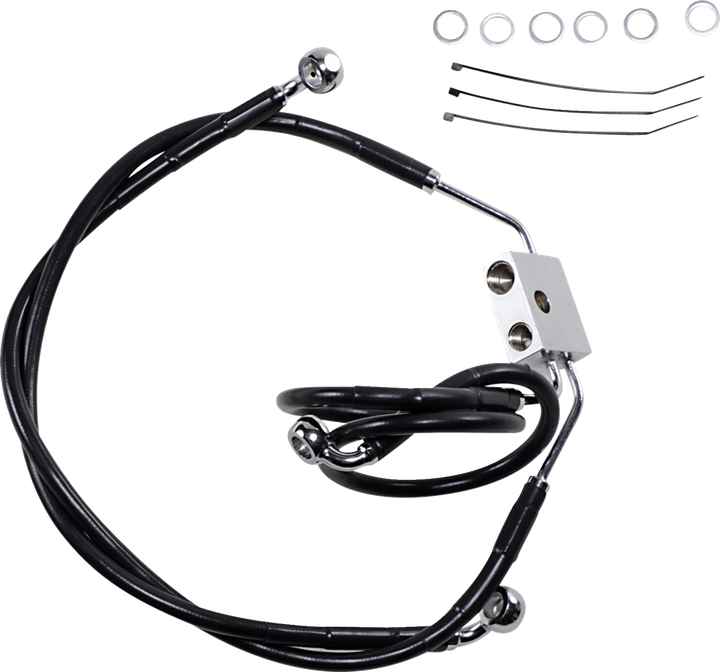 Drag Specialties Brake Line - Front - Black - +4" - Fxdf '12-'17 1741-3826
