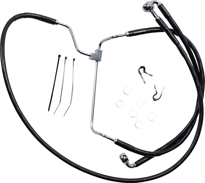 Drag Specialties Brake Line - Front - Black - +8" 1741-3982