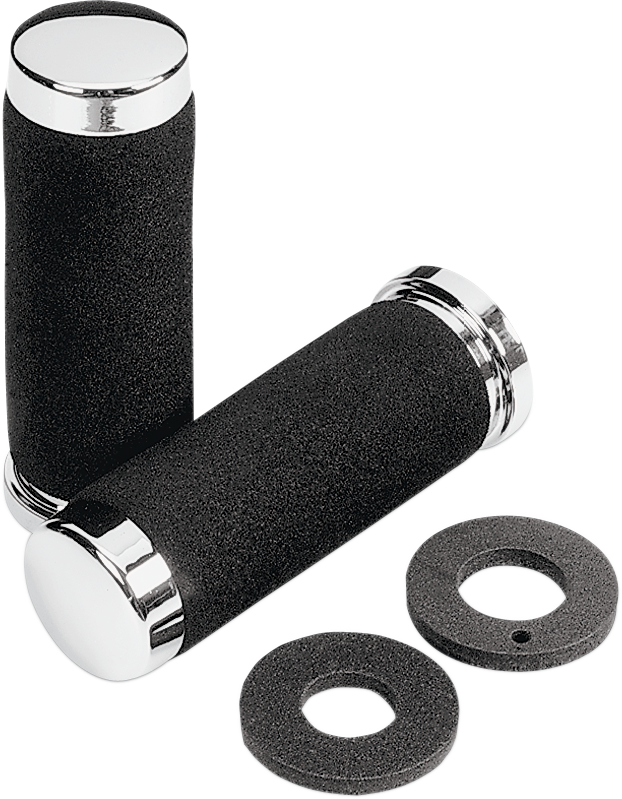 Parts Unlimited Cruiser Grips - Foam - 7/8" - 140 Mm - Chrome 1806-10-013