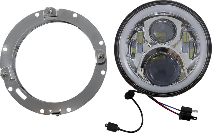 Custom Dynamics Proglow 7" Headlamp - With Mounting Ring - Chrome PG-7-13-C