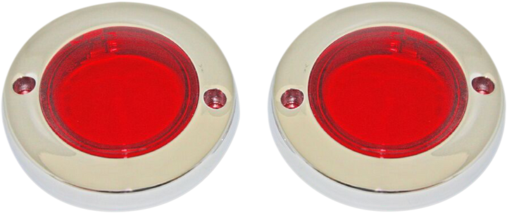 Custom Dynamics Probeam Flat Bezel Turn Signal Adapters - Chrome/Red PB-FLAT-BEZ-CR