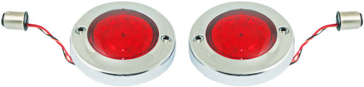 Custom Dynamics Led Flat Turn Signals - 1156 - Chrome - Red Lens PB-FB-R-1156CR