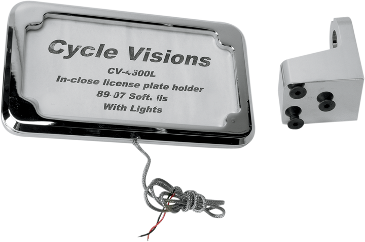 Cycle Visions Vertical License Plate Mount With Light - Chrome - '86-'07 Flst/Fxst CV-4600L