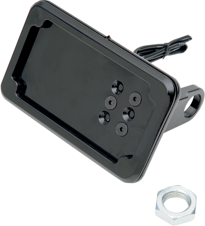 Cycle Visions Horizontal License Plate Mount With Light - Black - '08-'17 Fxd CV-4607BLH