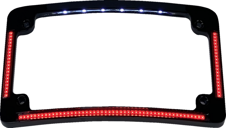 Custom Dynamics License Plate Frame - Red/White Led - Gloss Black TF08-B