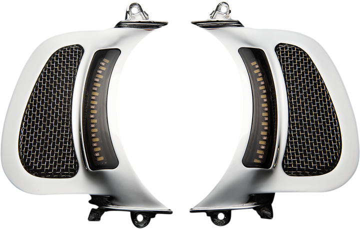 Custom Dynamics Led Vent Insert - Amber/White - Chrome W/ Stainless Mesh CD-RG-V-AW2-C