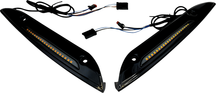 Custom Dynamics Windshield Trim - Sequential Turn Signal - Black CD-RG-SWT-AW2-B
