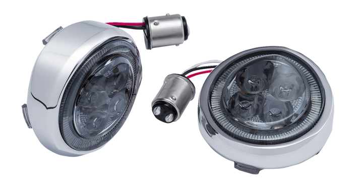 Ciro Turn Signal Insert - Red Led - Smoke Lens - Chrome 45601