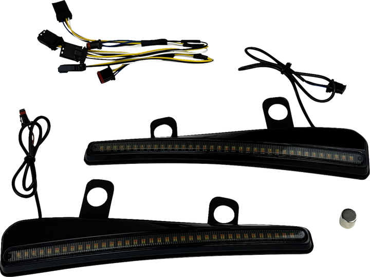 Custom Dynamics Windshield Trim - Led - Turn Signal - Black - Smoke Lens CD-RG23-SWT-B