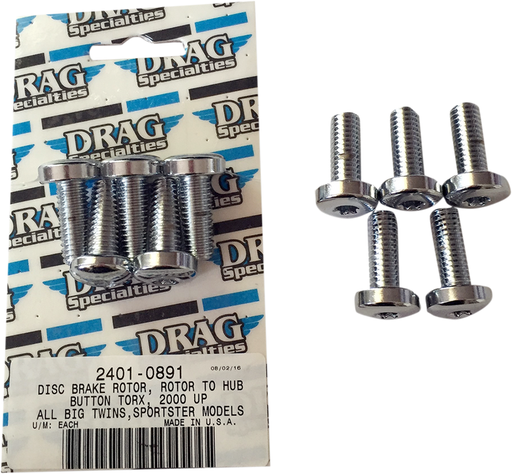 Drag Specialties Mounting Kit - Rotor To Hub - Rear - Chrome 2401-0891