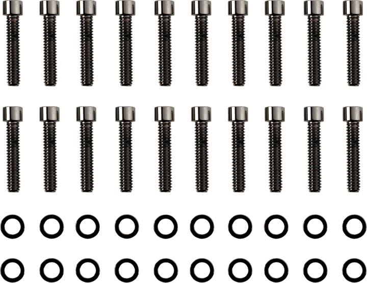 Drag Specialties Bolt Kit - Rocker Cover - Smooth/Socket-Head - Black/Chrome - M8 2401-1022