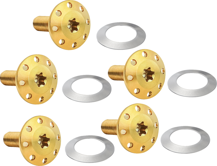 Arlen Ness Bolt Kit - Holeshot/Front/Floating/Brake Rotor - Spoke Mount - Gold - 5 Pack 300-916