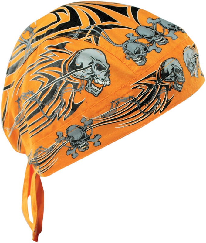 Zan Headgear Flydanna Head Wrap - Orange Tribal Skull Z669