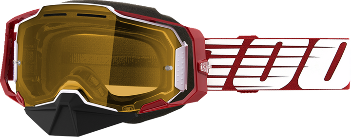 100% Armega Snow Goggle - Oversized Deep Red - Yellow Lens 50007-00006