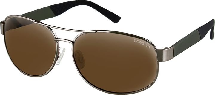 Bobster Commandant Sunglasses - Matte Metallic Olive Brushed Bronze - Brown Silver Mirror Lens BCOM102HD