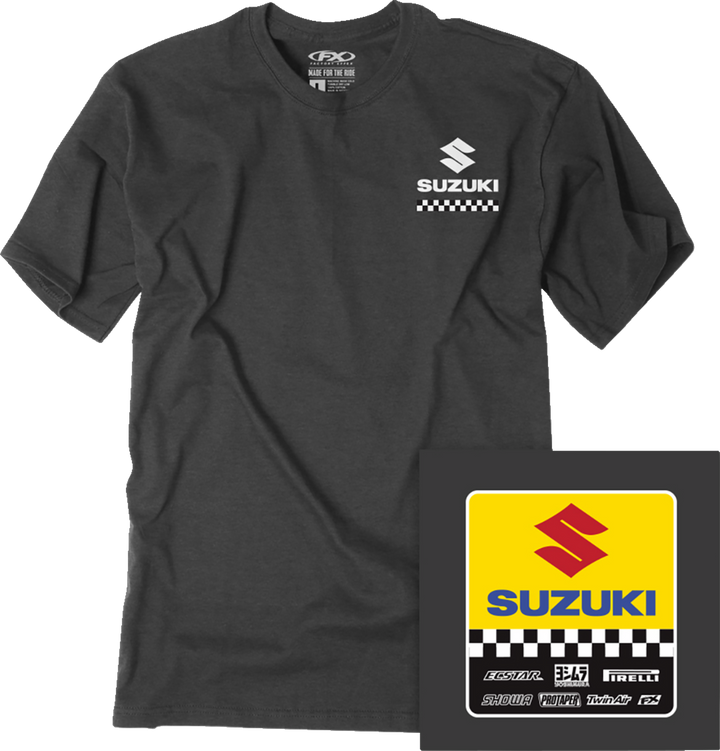 Factory Effex Suzuki Starting Line T-Shirt - Heather Charcoal - Medium 27-87402