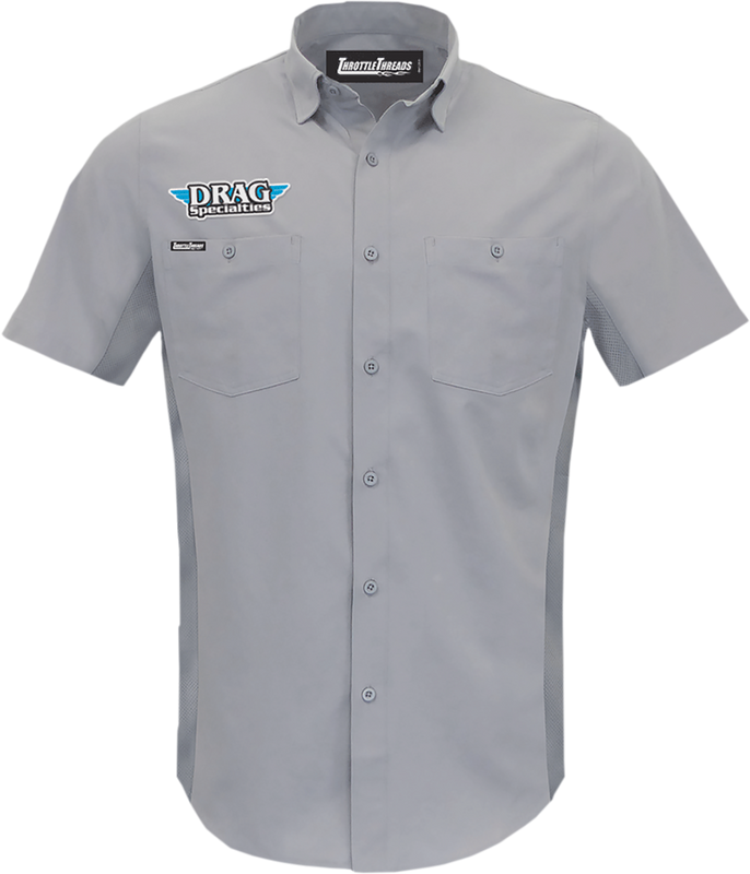 Throttle Threads Drag Specialties Vented Shop Shirt - Gray - 3Xl DRG31ST26GY3X