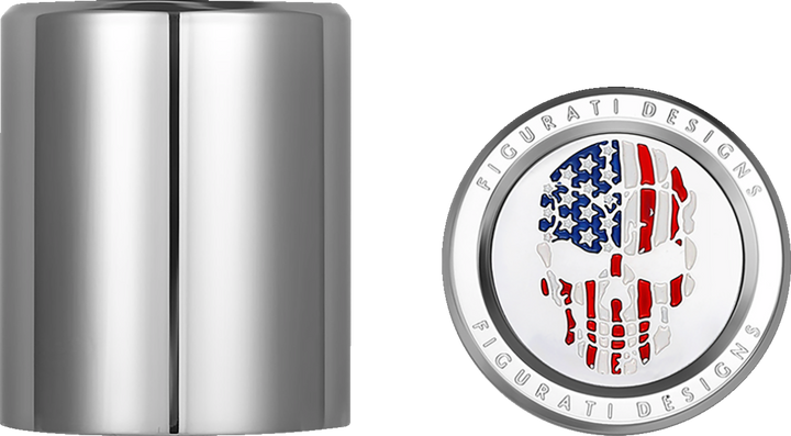 Figurati Designs Docking Covers - Red/White/Blue American Flag Skull - Silver FD24-DC-2730-SS
