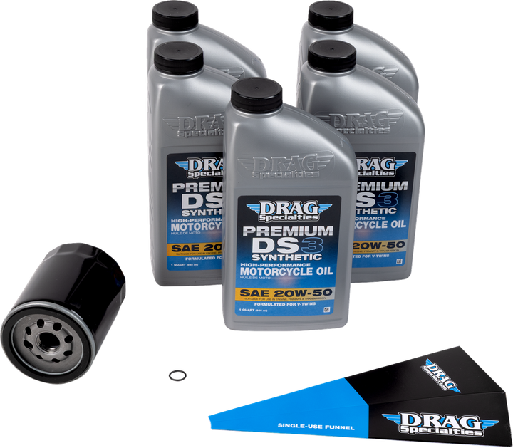 Drag Specialties Oil Full Synthetic Oil Change Kit - 20W50 - M8 - Black Filter 3601-1042