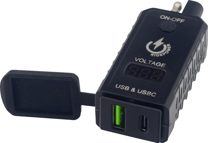 Ridepower Sae To Usb-C/Usb Ports Adapter - Charger - Digital Voltage Indicator RPSAEUSBUSBCADP